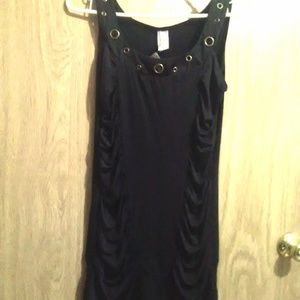 Stunning Black Sleeveless Metal Ring Top